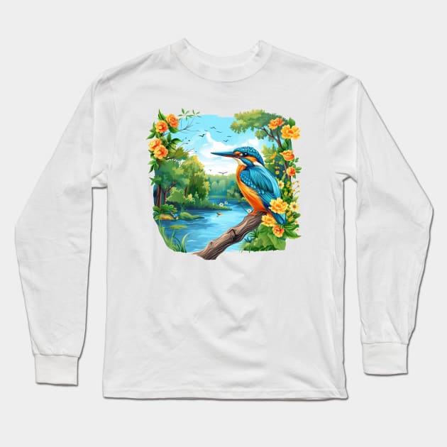 Kingfisher Long Sleeve T-Shirt by zooleisurelife